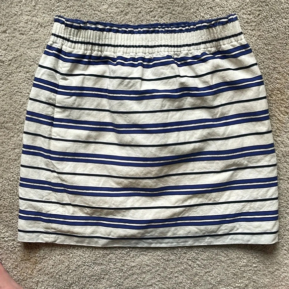 J. Crew cream/blue/black linen & cotton skirt size 4 - Picture 1 of 4